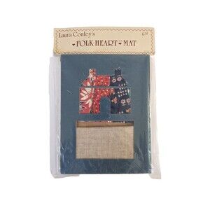 Vintage Laura Conley’s Folk Heart Mat Cross Stitch Kit House Antique Quilt Piece